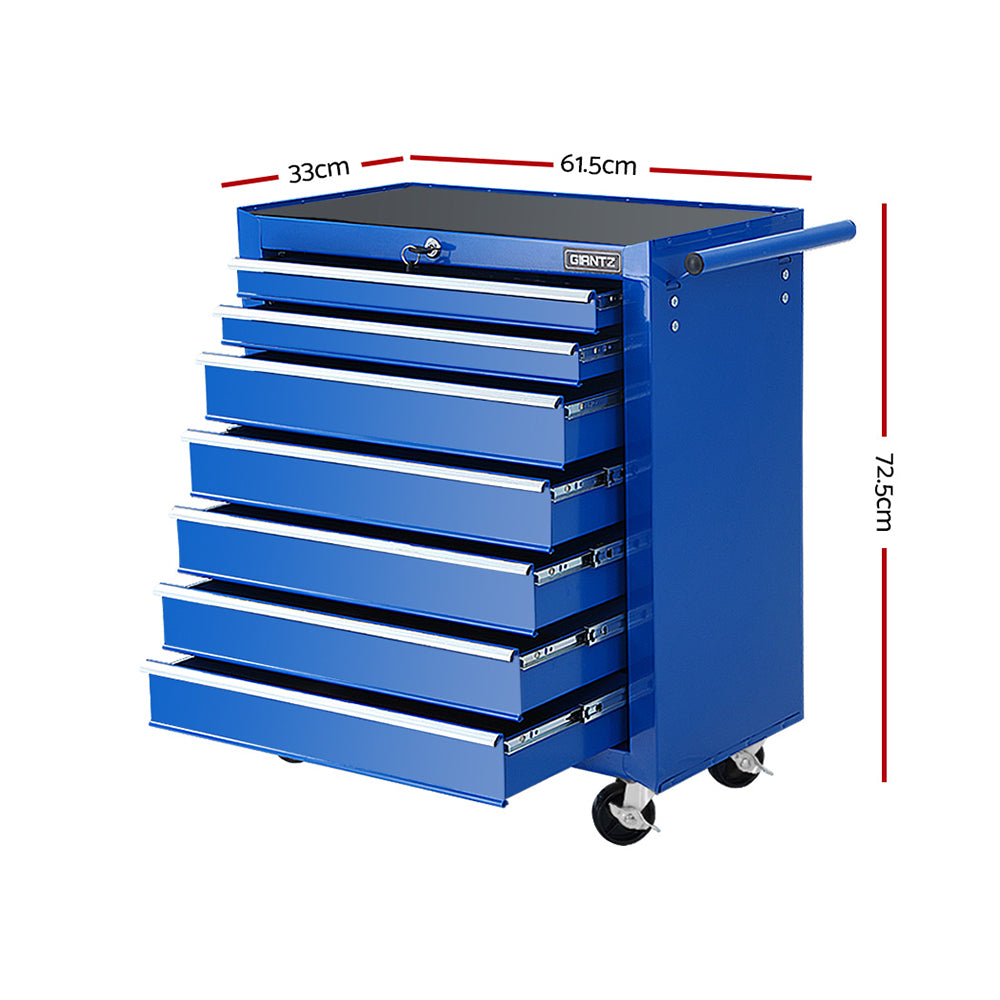 7 Drawer Tool Box Cabinet Chest Trolley Storage Garage Toolbox Blue