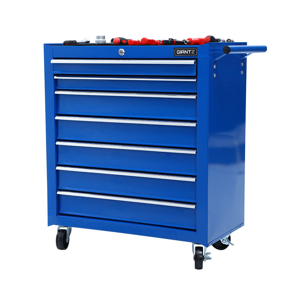 7 Drawer Tool Box Cabinet Chest Trolley Storage Garage Toolbox Blue