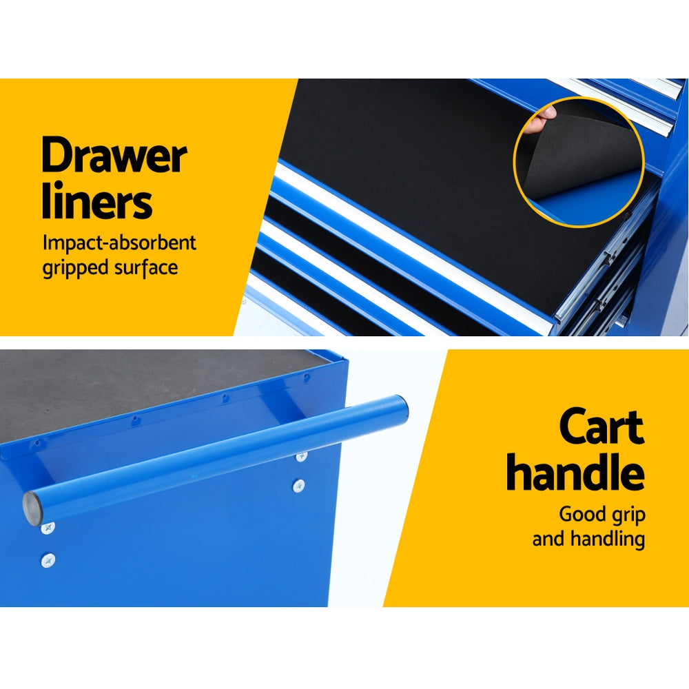 7 Drawer Tool Box Cabinet Chest Trolley Storage Garage Toolbox Blue