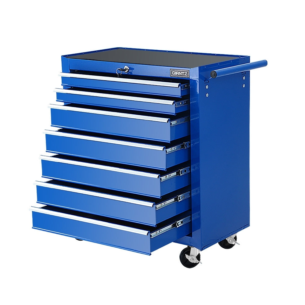 7 Drawer Tool Box Cabinet Chest Trolley Storage Garage Toolbox Blue