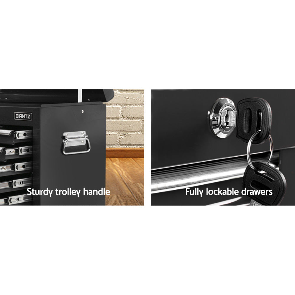 9 Drawer Tool Box Cabinet Chest Toolbox Storage Garage Organiser Black