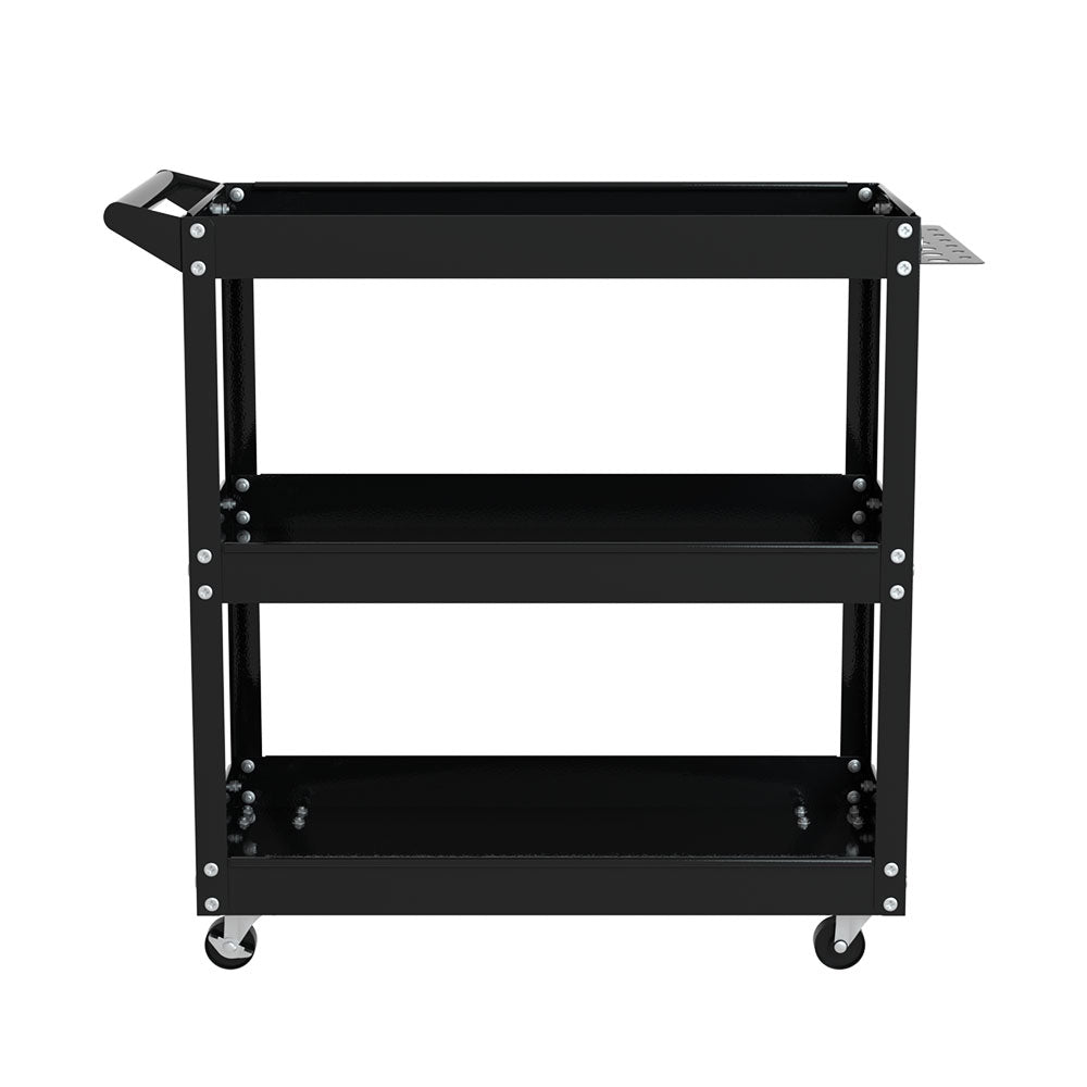 3-Tier Tool Cart Trolley Workshop Garage Storage Organizer Black