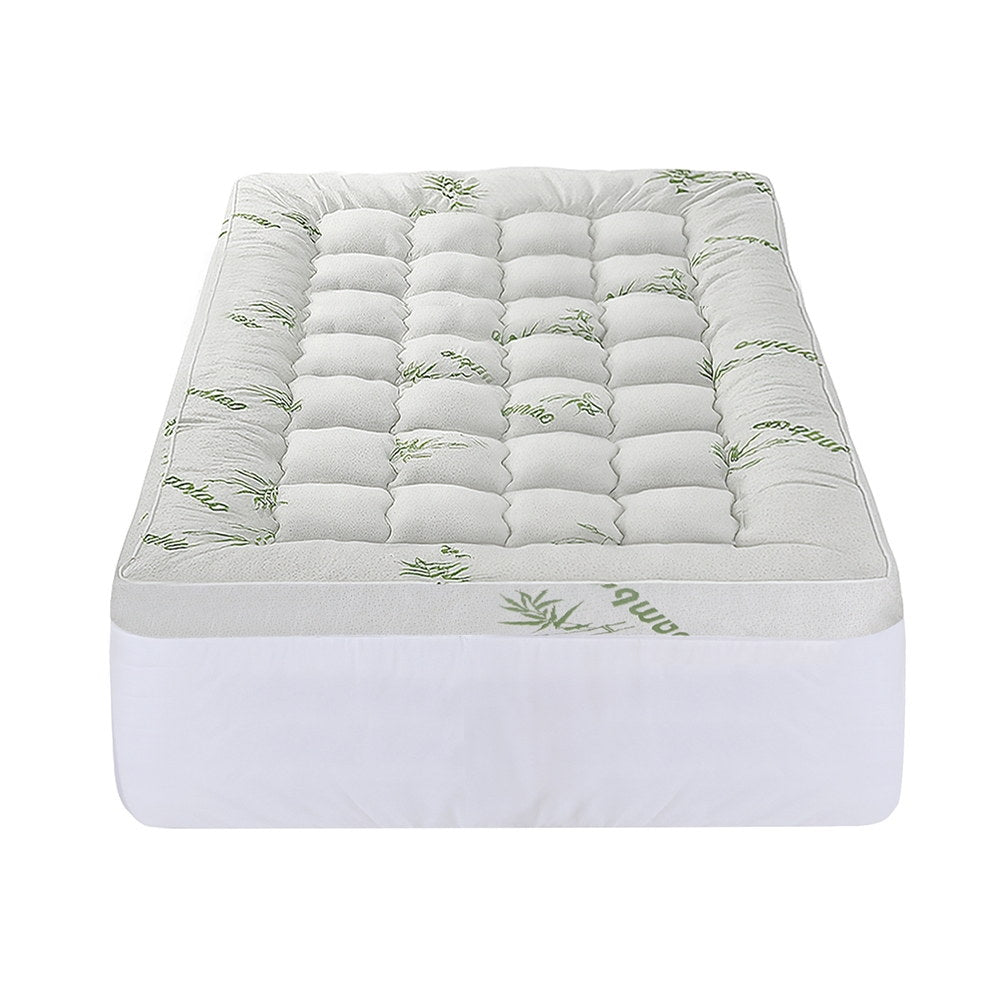 Giselle Bedding 1500GSM Pillowtop Mattress Topper Bamboo Mattress Pad for Back Pain Relief Washable 11cm Thick Bed Cover with 45cm Deep Pocket King Single
