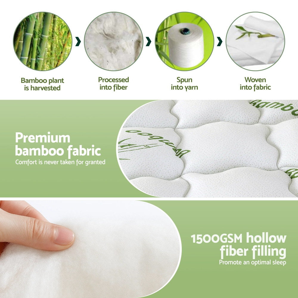 Giselle Bedding 1500GSM Pillowtop Mattress Topper Bamboo Mattress Pad for Back Pain Relief Washable 11cm Thick Bed Cover with 45cm Deep Pocket King Single