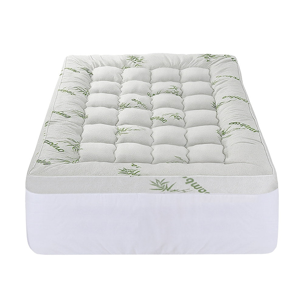 Giselle Bedding 1500GSM Pillowtop Mattress Topper Bamboo Mattress Pad for Back Pain Relief Washable 11cm Thick Bed Cover with 45cm Deep Pocket Single