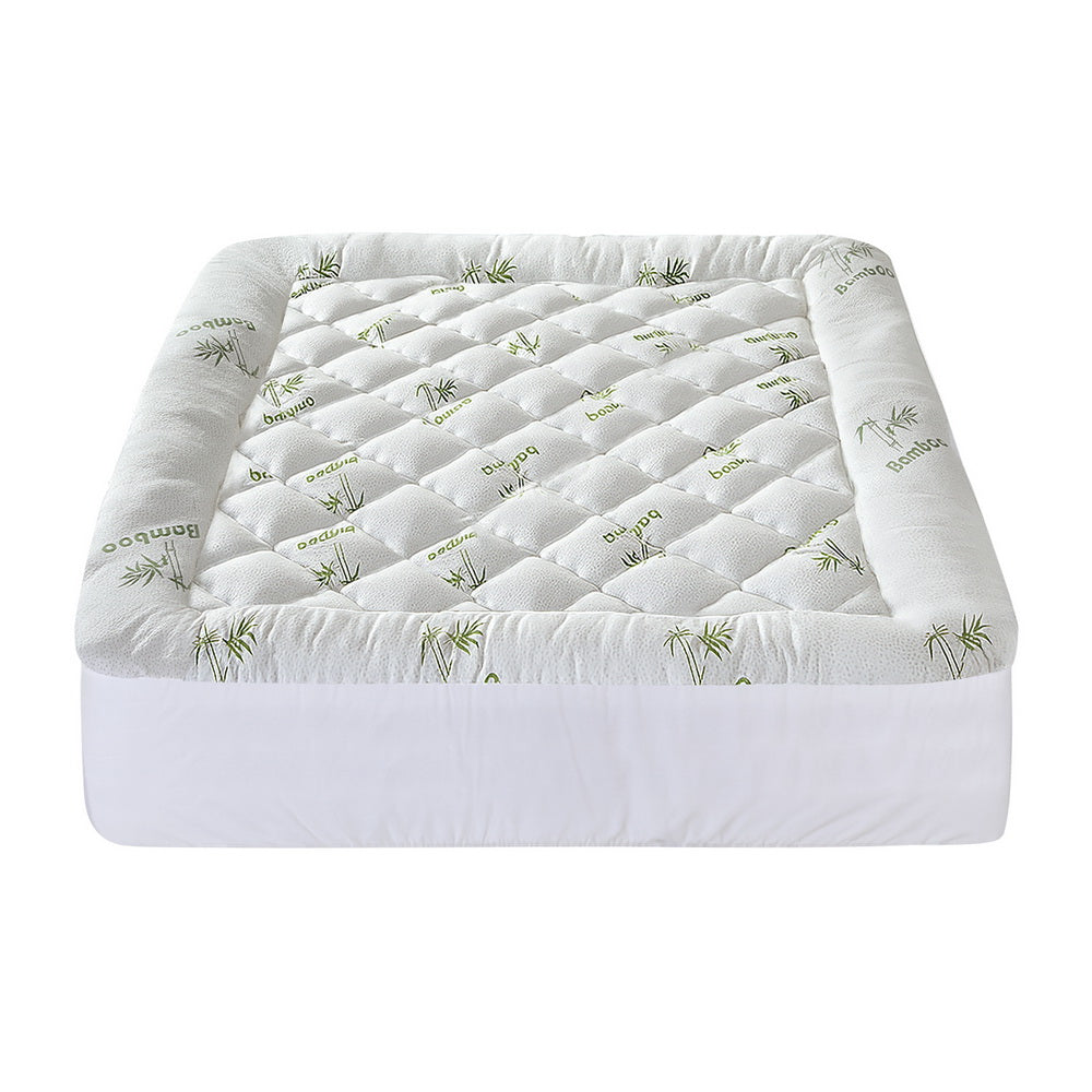 Giselle Bedding 5cm Pillowtop Mattress Topper 1000GSM Thick Soft Bamboo Cooling Pad for Back Pain Relief & Guest Bed, Washable Overfilled Cover with 45cm Deep Pocket King