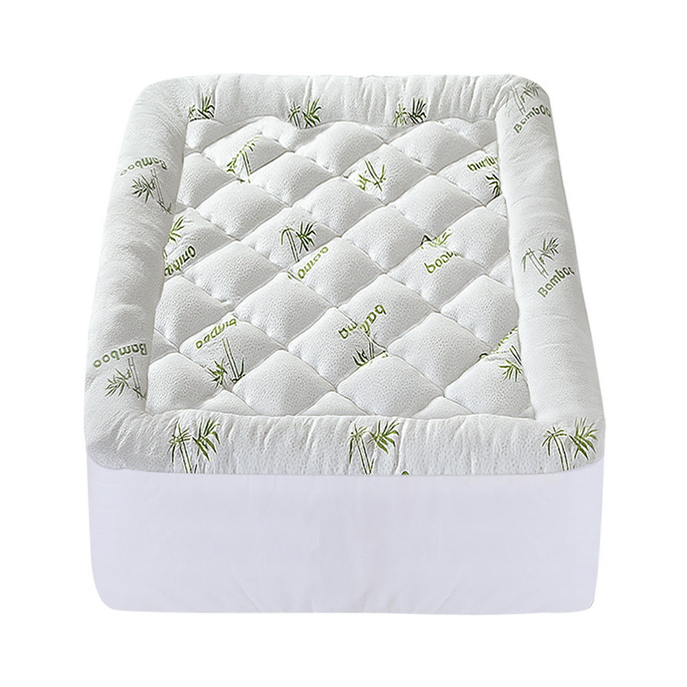 Giselle Bedding 5cm Pillowtop Mattress Topper 1000GSM Thick Soft Bamboo Cooling Pad for Back Pain Relief & Guest Bed, Washable Overfilled Cover with 45cm Deep Pocket Single