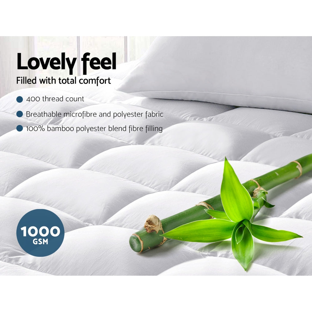 Mattress Topper Pillowtop Bamboo Single