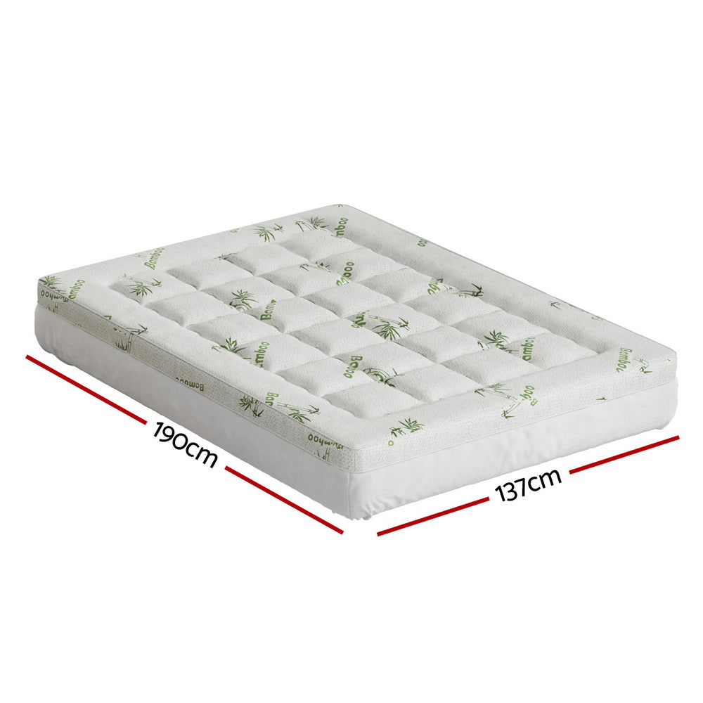 Giselle Bedding Pillowtop Mattress Topper 7.5cm Thick Bamboo Pad for Back Pain Relief Washable Skin-friendly Bed Protector with 45cm Deep Pocket Double