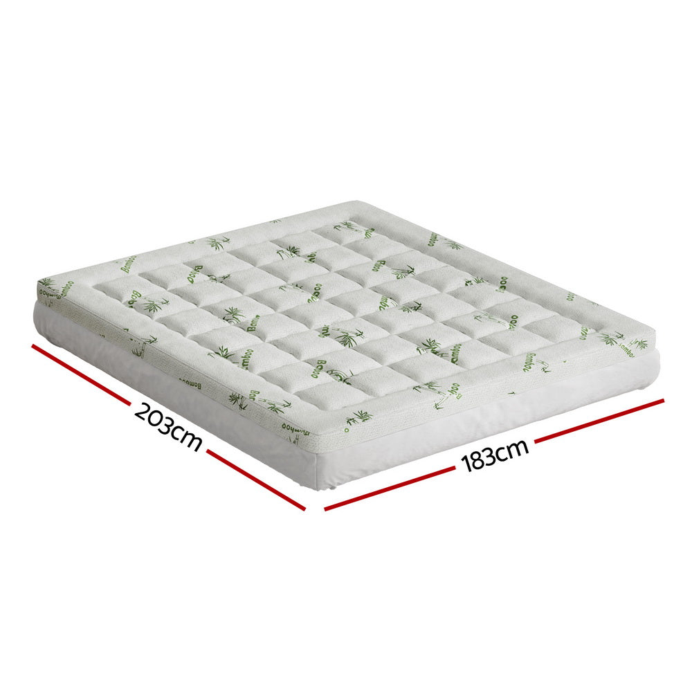 Giselle Bedding Pillowtop Mattress Topper 7.5cm Thick Bamboo Pad for Back Pain Relief Washable Skin-friendly Bed Protector with 45cm Deep Pocket King