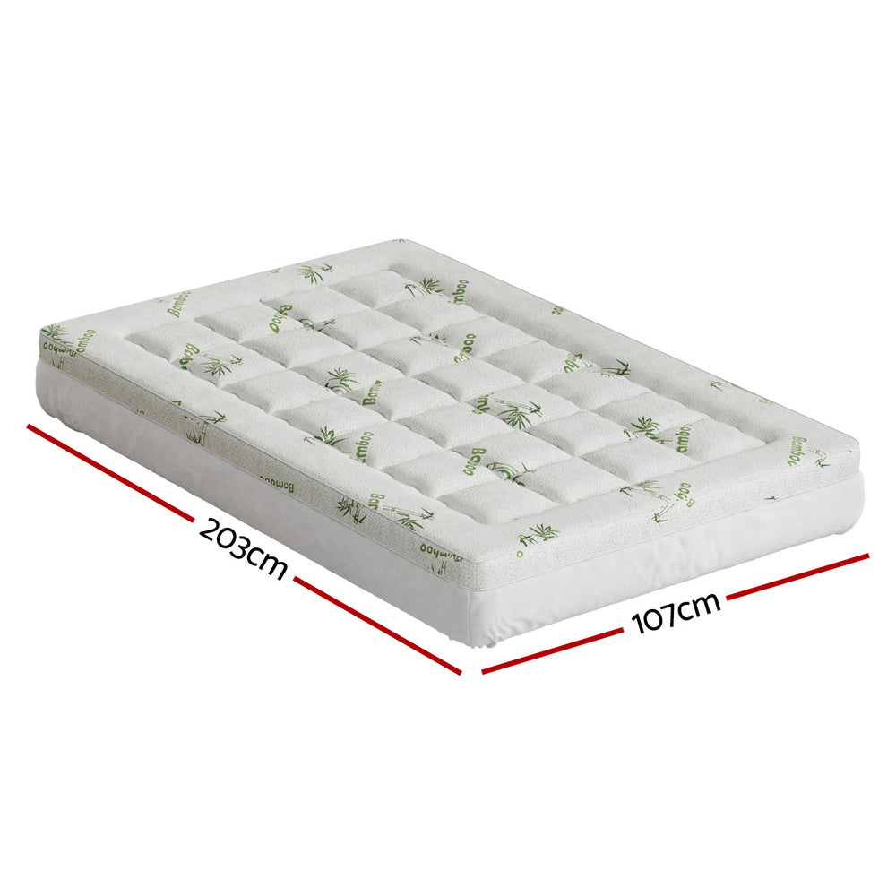 Giselle Bedding Pillowtop Mattress Topper 7.5cm Thick Bamboo Pad for Back Pain Relief Washable Skin-friendly Bed Protector with 45cm Deep Pocket King Single