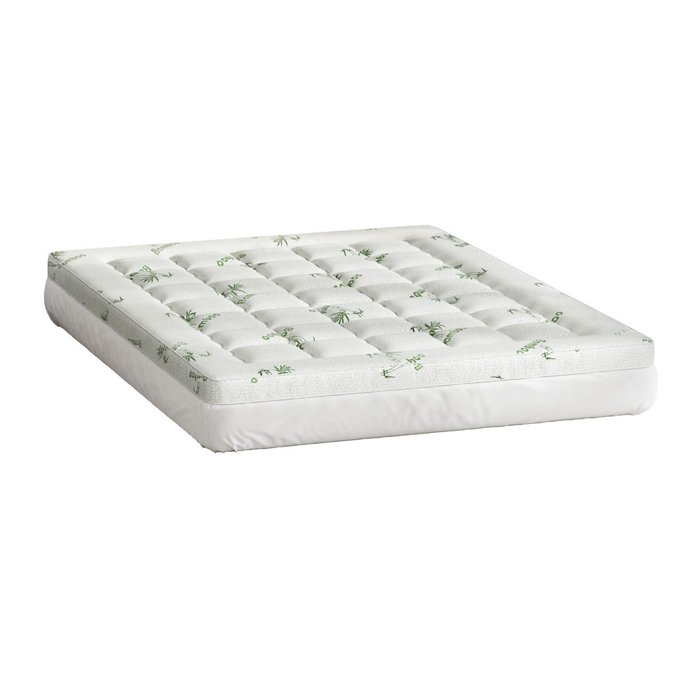 Giselle Bedding Pillowtop Mattress Topper 7.5cm Thick Bamboo Pad for Back Pain Relief Washable Skin-friendly Bed Protector with 45cm Deep Pocket Queen