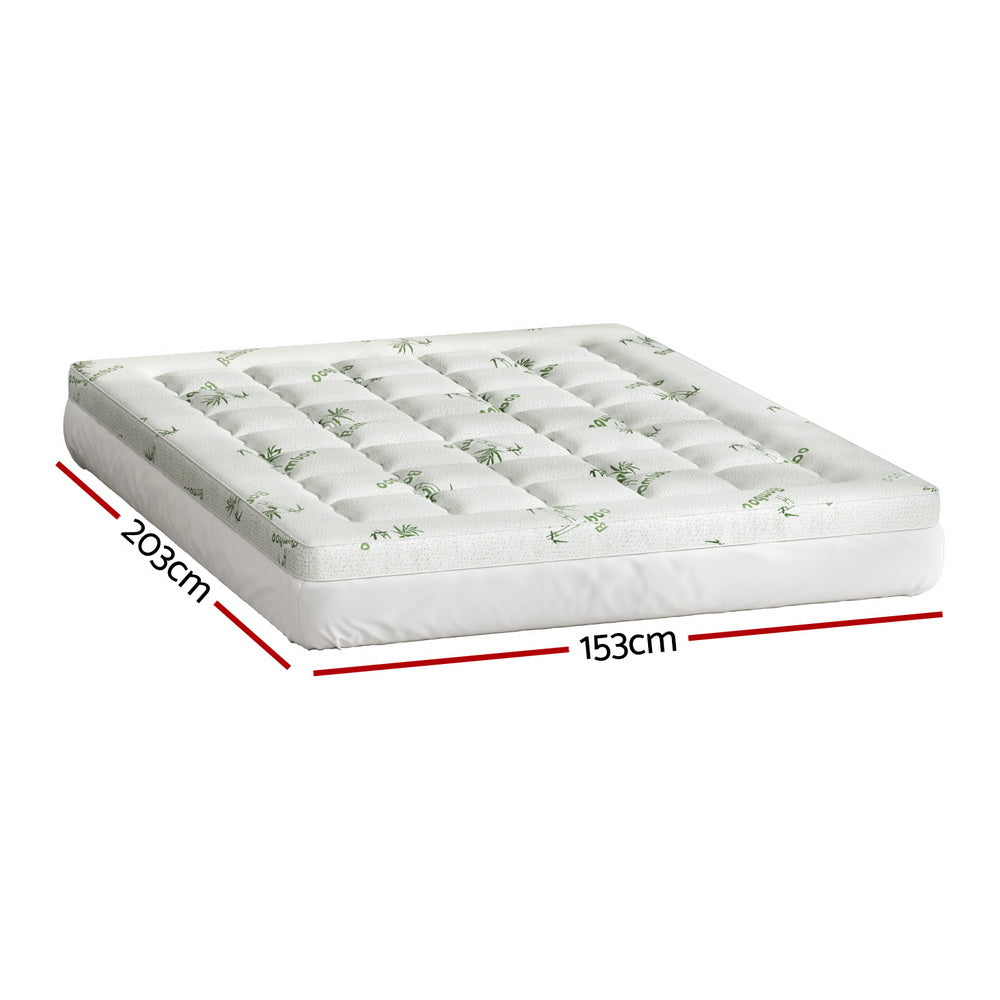 Giselle Bedding Pillowtop Mattress Topper 7.5cm Thick Bamboo Pad for Back Pain Relief Washable Skin-friendly Bed Protector with 45cm Deep Pocket Queen