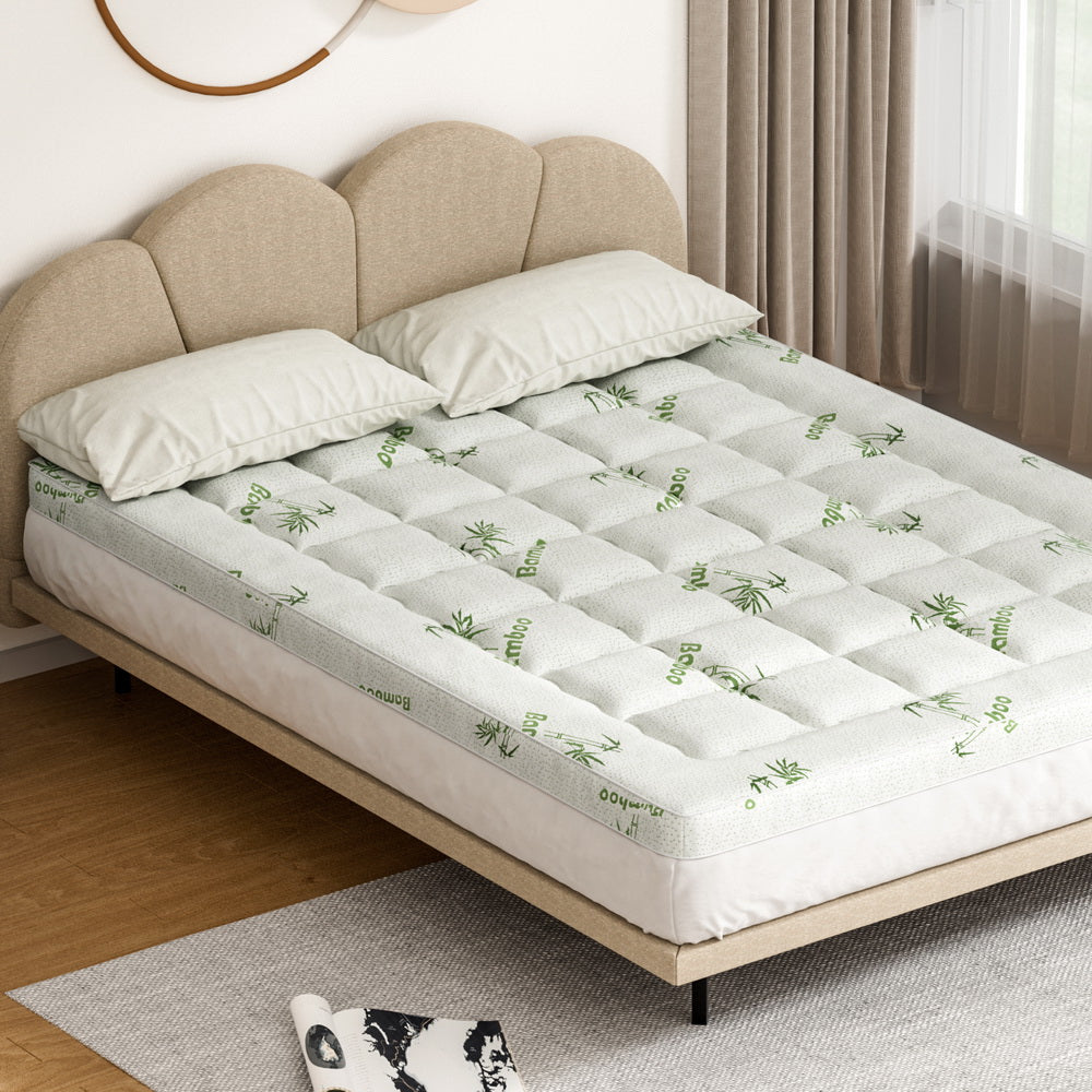 Giselle Bedding Pillowtop Mattress Topper 7.5cm Thick Bamboo Pad for Back Pain Relief Washable Skin-friendly Bed Protector with 45cm Deep Pocket Queen