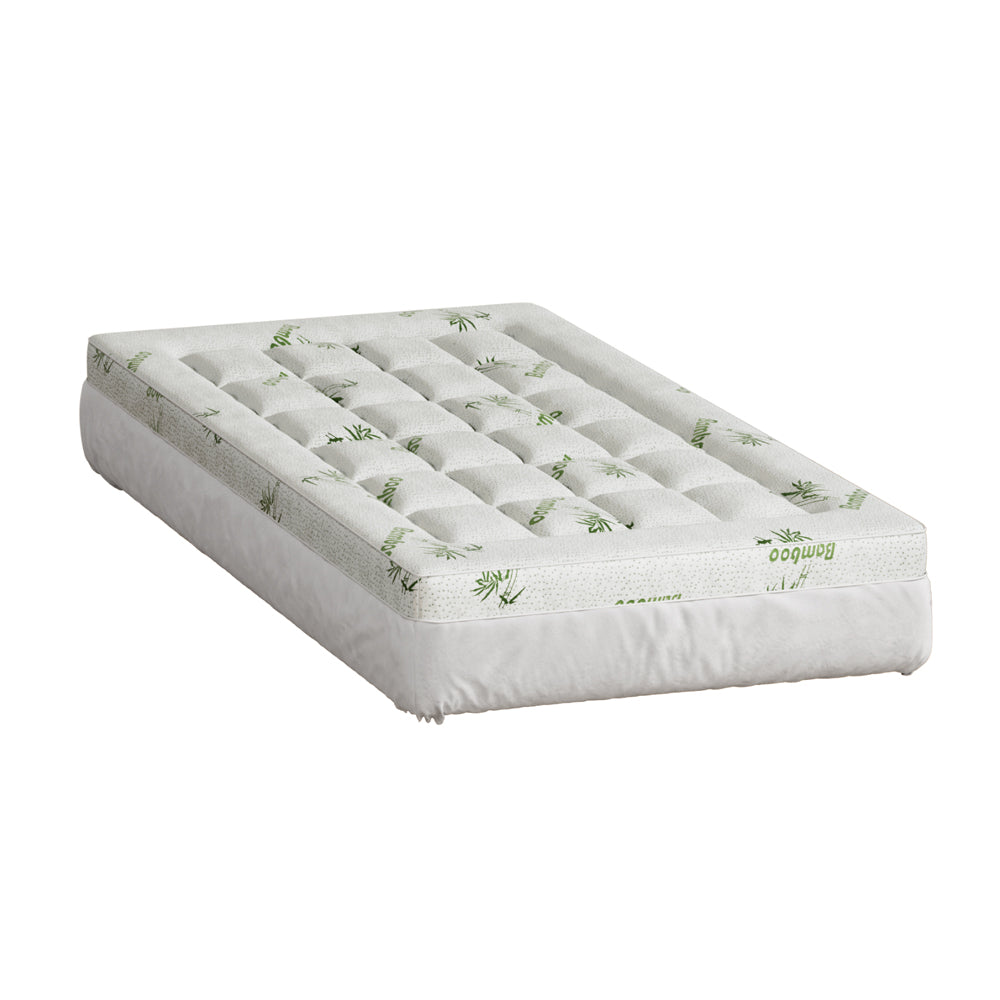 Giselle Bedding Pillowtop Mattress Topper 7.5cm Thick Bamboo Pad for Back Pain Relief Washable Skin-friendly Bed Protector with 45cm Deep Pocket Single