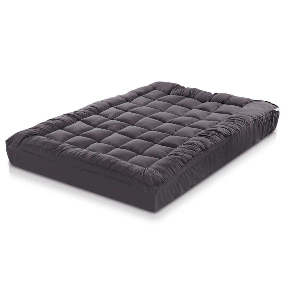 Giselle Bedding Bamboo Charcoal Filling Pillowtop Topper 1000GSM 5cm Thick Pillowtop Pad for Back Pain Relief Washable with 45cm Deep Pocket Double