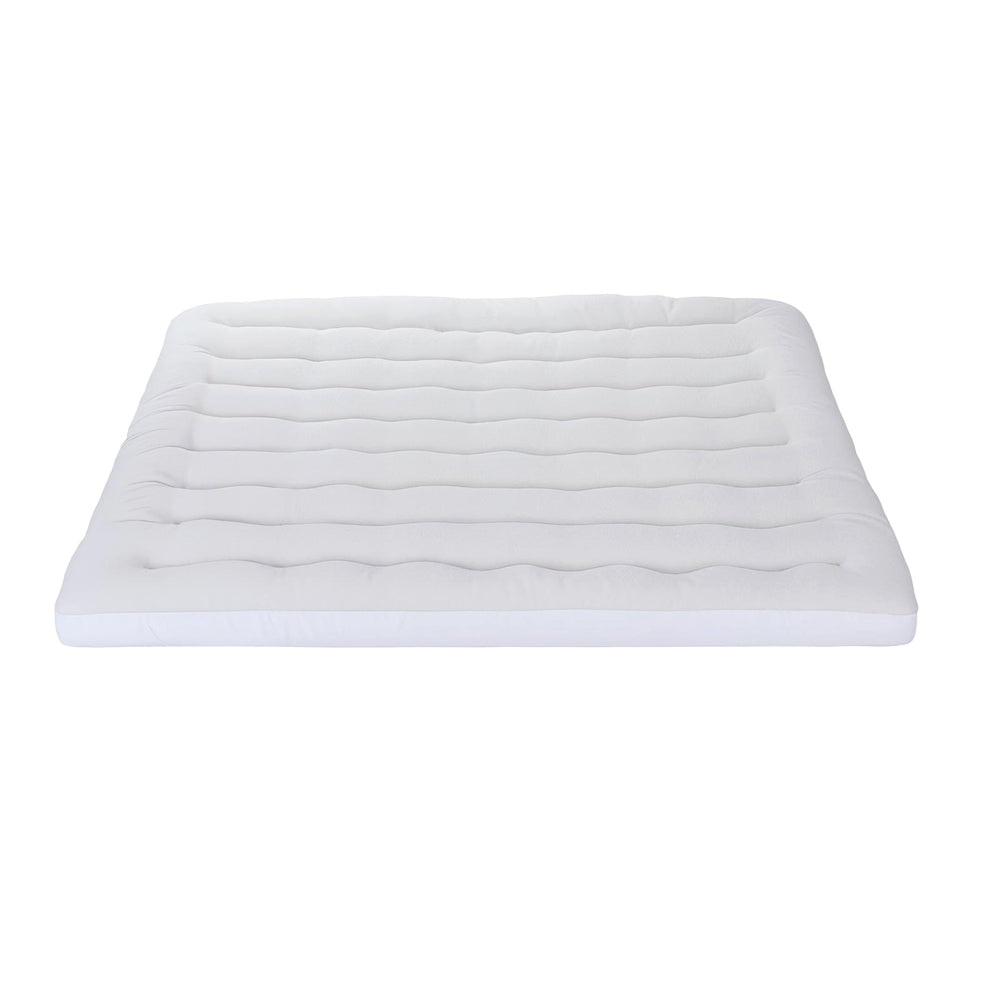 Giselle Bedding Pillowtop Mattress Topper 5cm Reversible Cooling & Soft Coral Fleece Pad for Back Pain Relief, Washable Skin-friendly Bed Protector with 45cm Deep Pocket Double