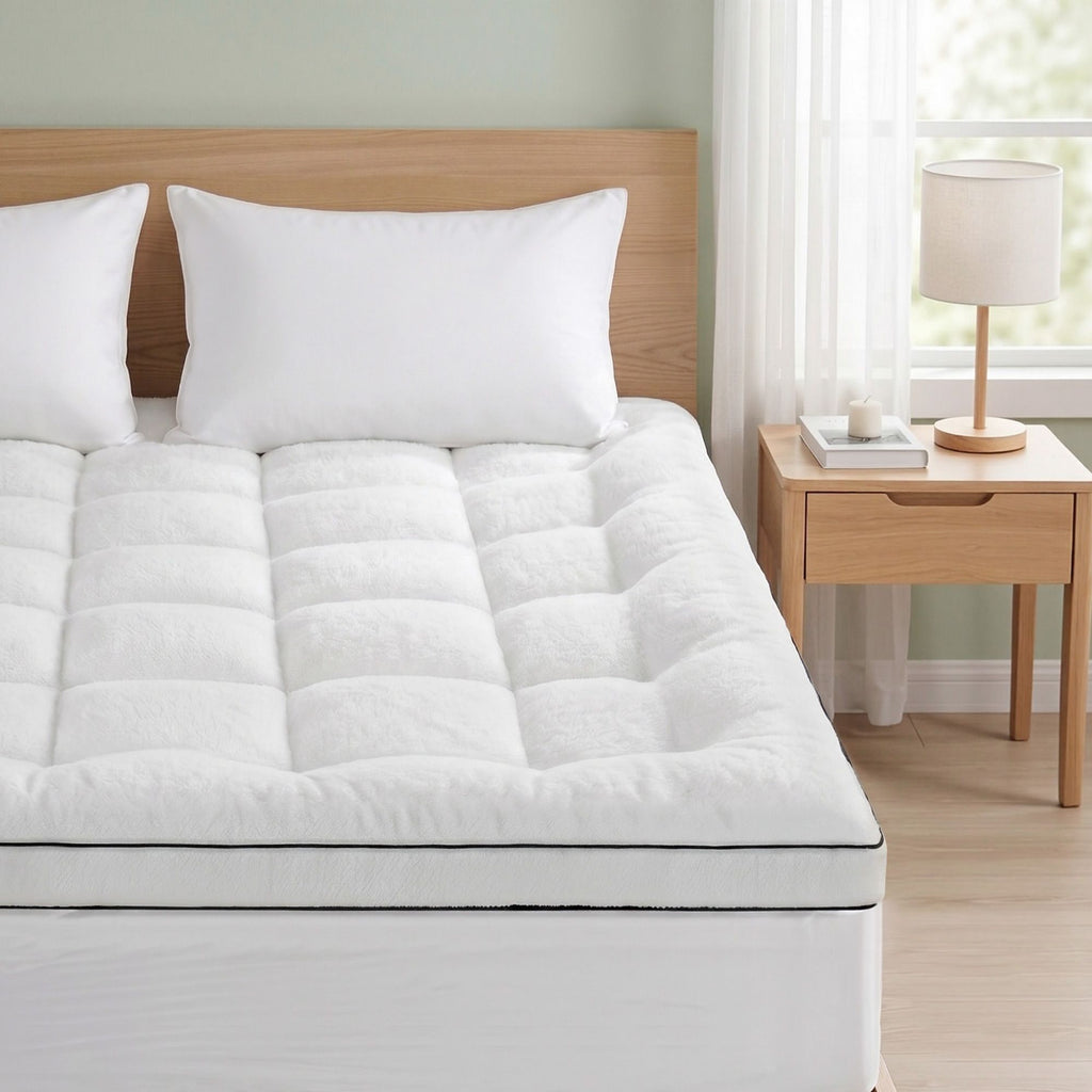 Giselle Bedding Double Mattress Topper 5cm Coral Fleece