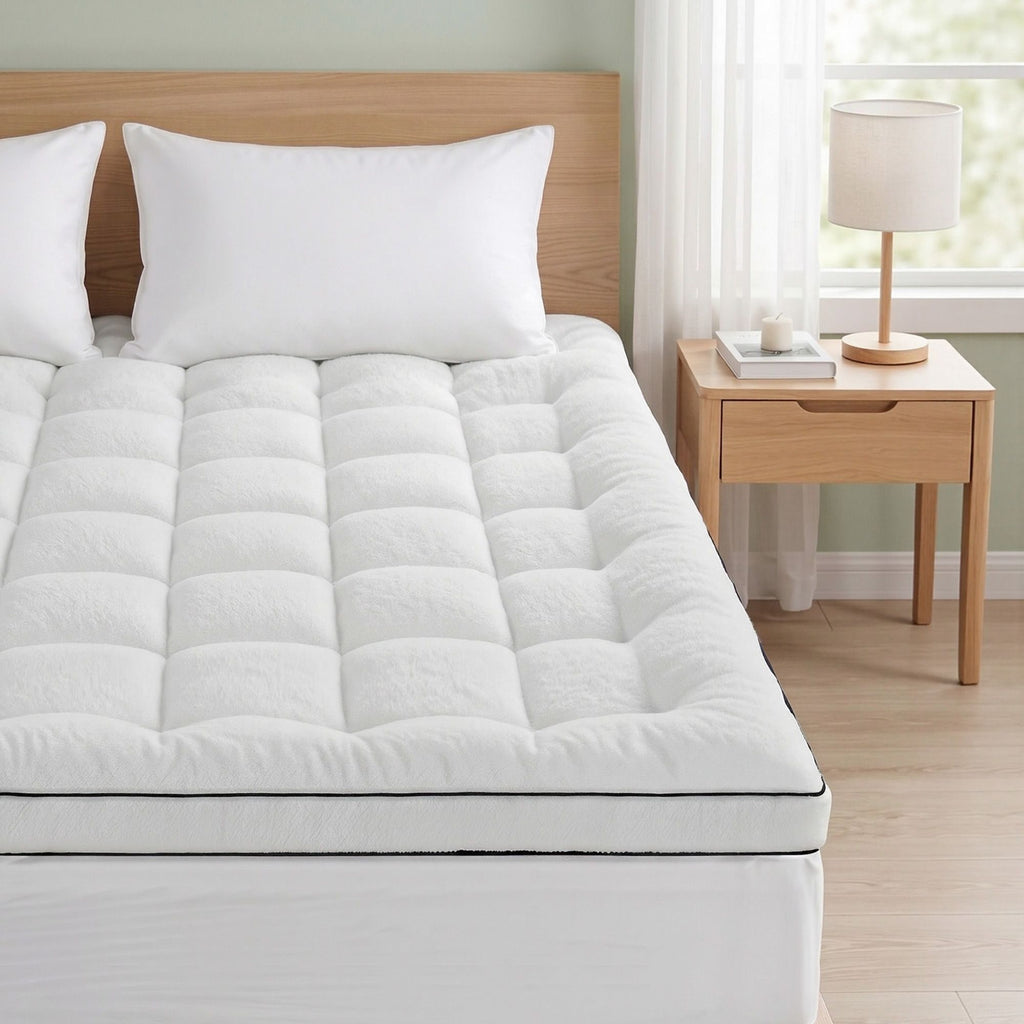 Giselle Bedding King Mattress Topper 5cm Coral Fleece