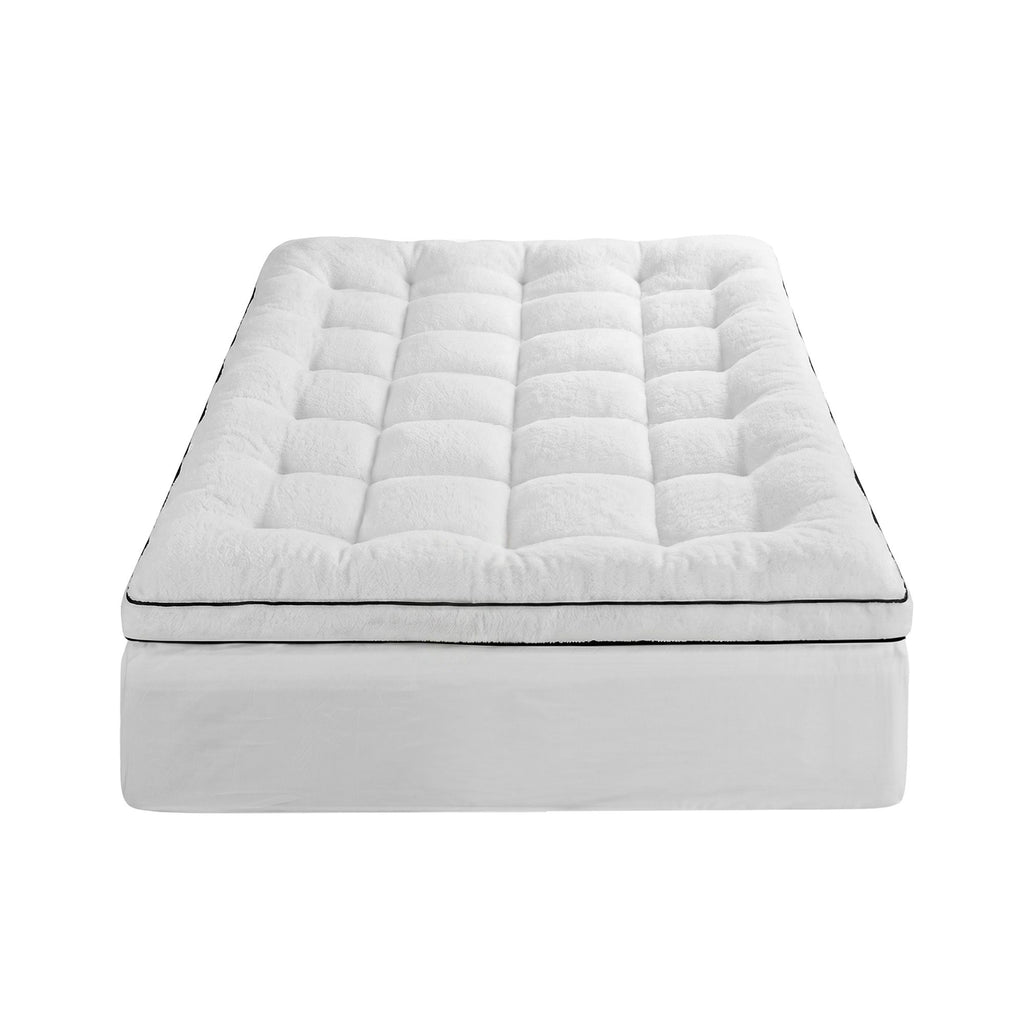 Giselle Bedding King Single Mattress Topper 5cm Coral Fleece