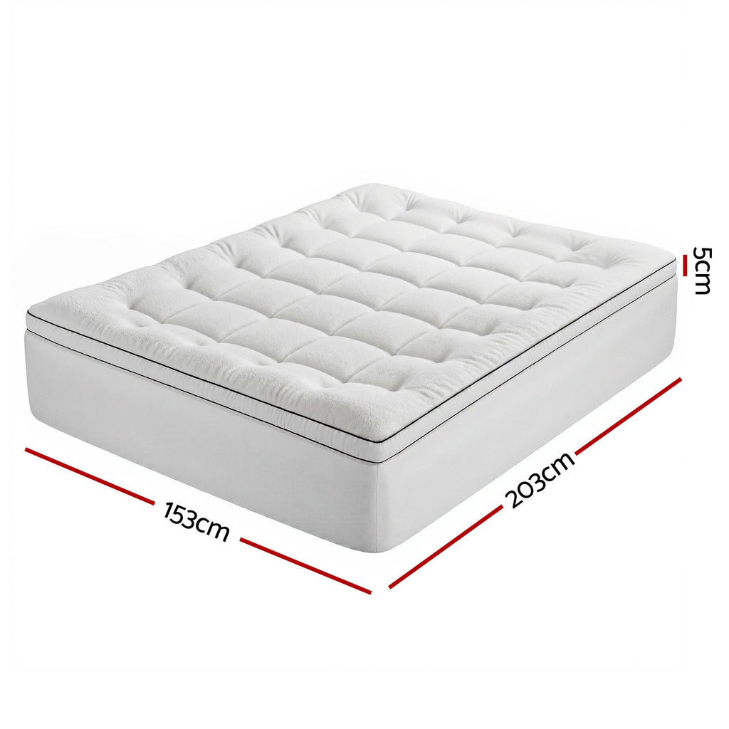Giselle Bedding Queen Mattress Topper 5cm Coral Fleece