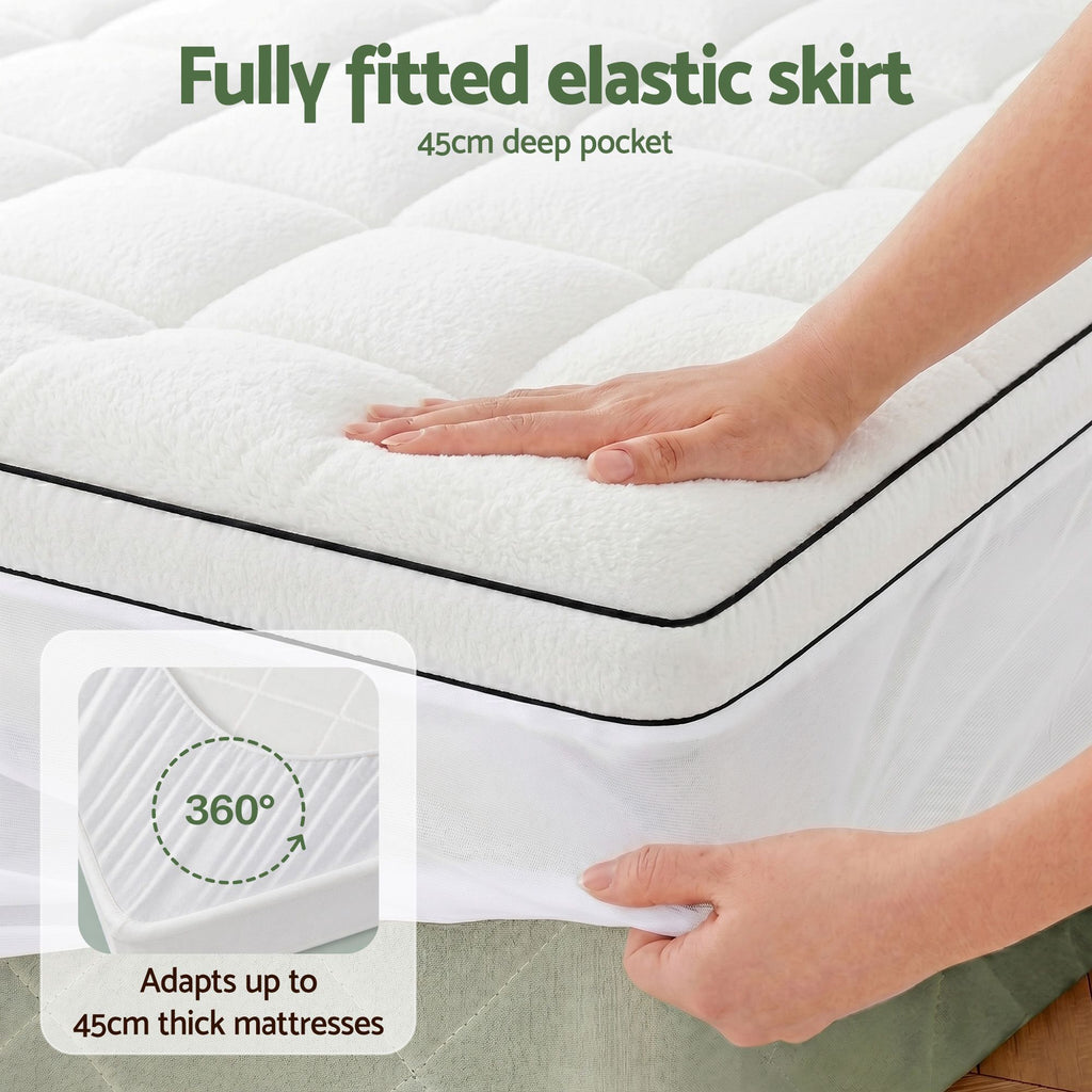 Giselle Bedding Queen Mattress Topper 5cm Coral Fleece