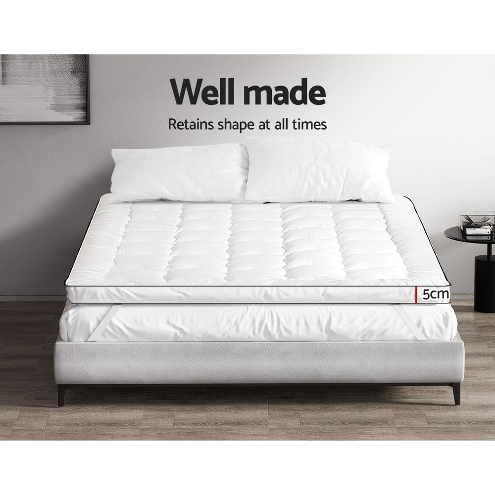 Giselle Bedding Pillowtop Mattress Topper 5cm Thick Mattress Pad for Back Pain Relief & Old Beds Machine Washable 500GSM Breathable Protector King