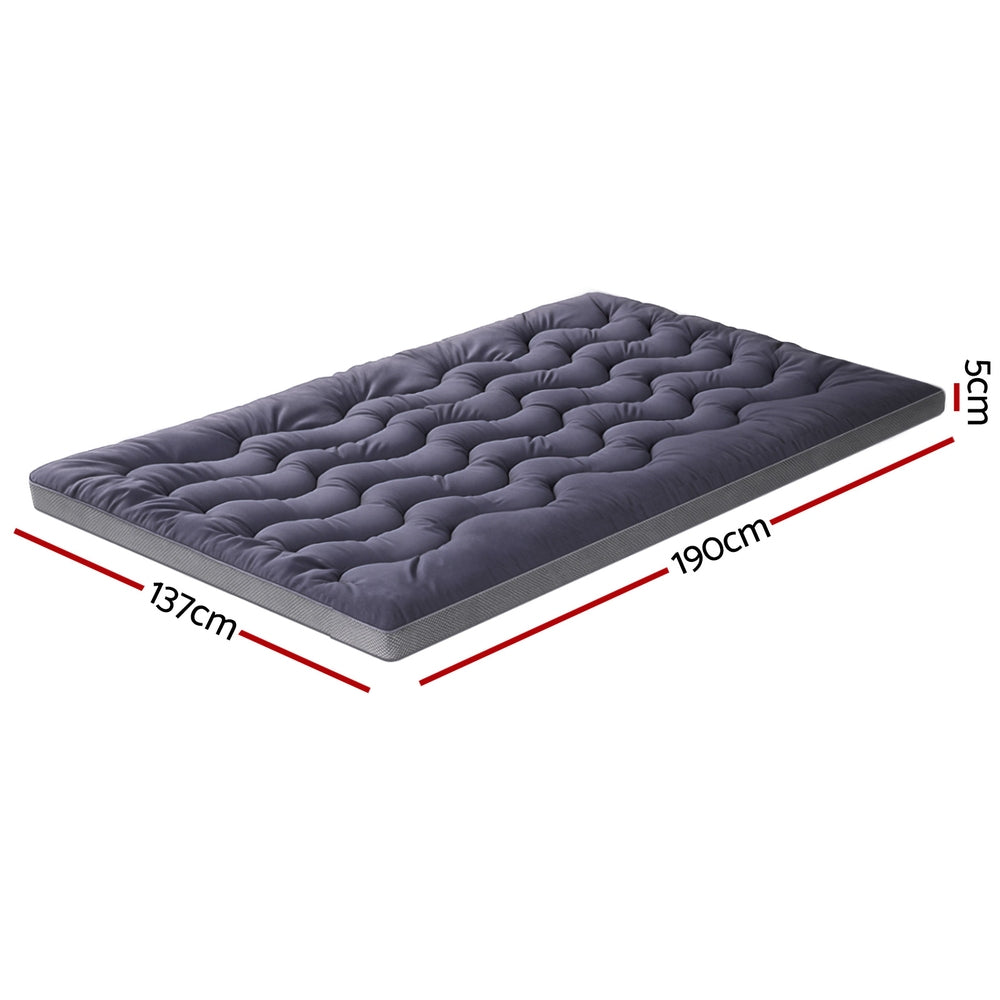 Giselle Bedding 5cm Pillowtop Topper Bamboo Polyester Blend Fibre Pad for Back Pain Relief Washable Overfilled Bed Protector 500GSM Double
