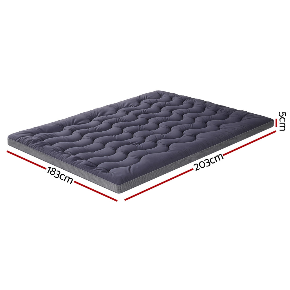 Giselle Bedding 5cm Pillowtop Topper Bamboo Polyester Blend Fibre Pad for Back Pain Relief Washable Overfilled Bed Protector 500GSM King