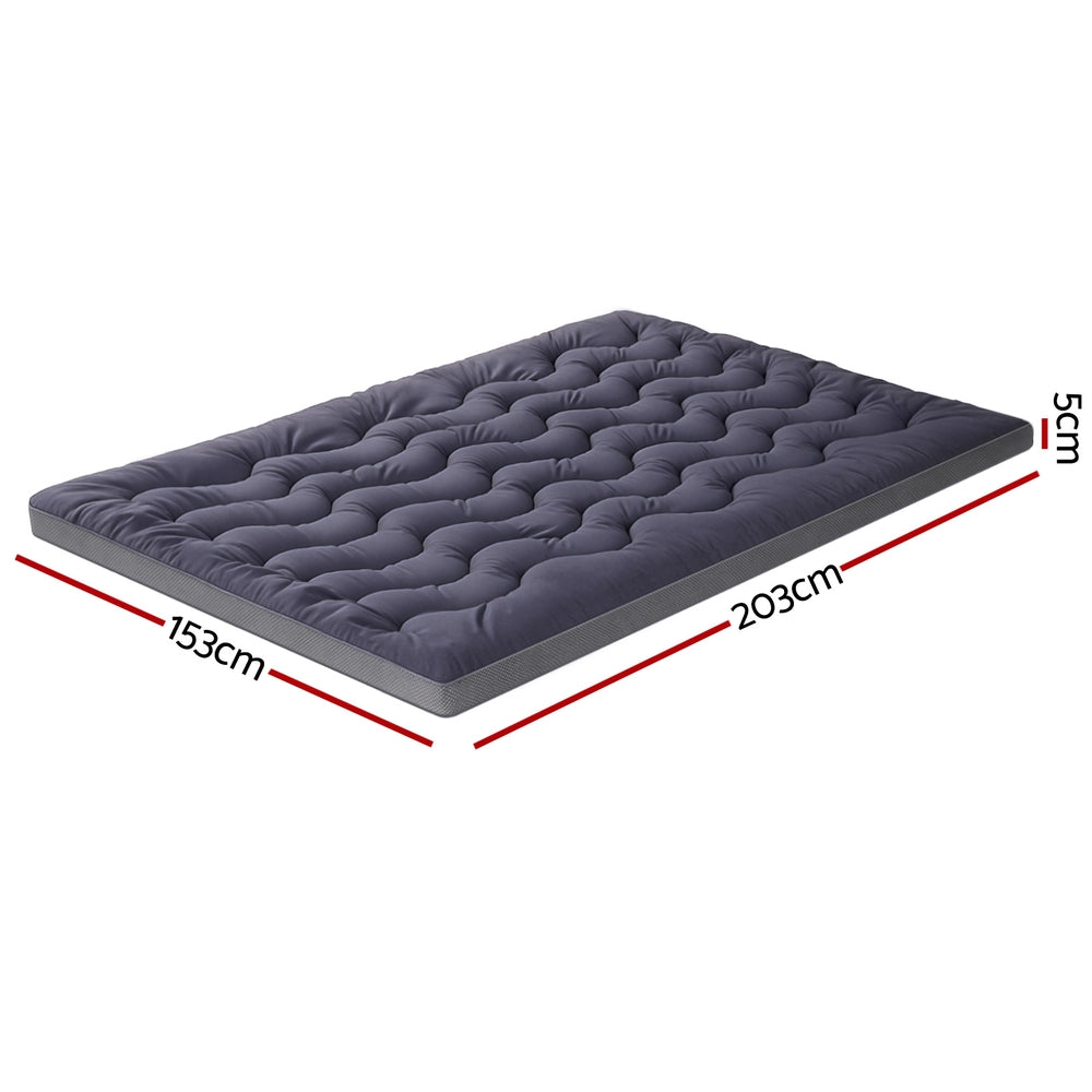 Giselle Bedding 5cm Pillowtop Topper Bamboo Polyester Blend Fibre Pad for Back Pain Relief Washable Overfilled Bed Protector 500GSM Queen