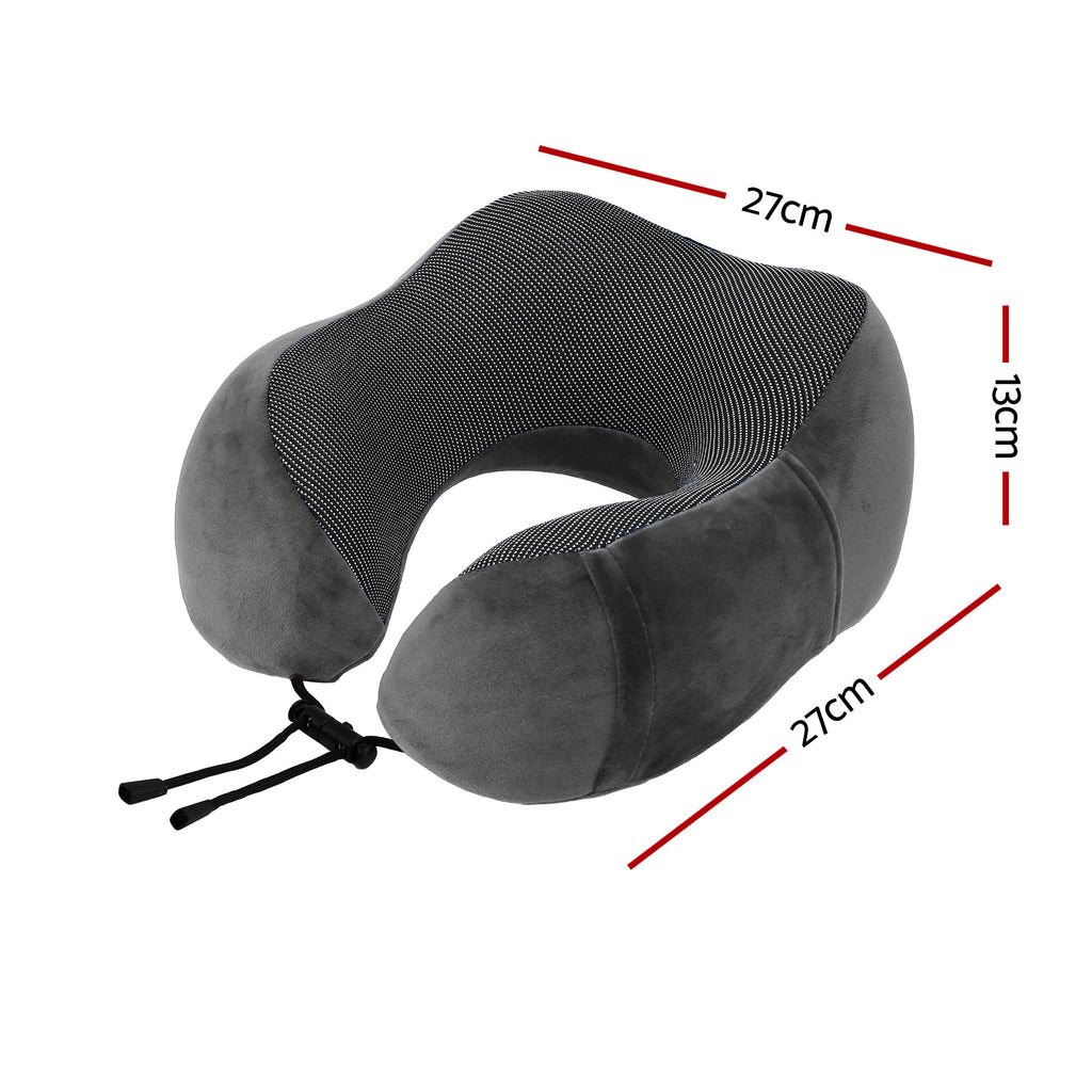 Wanderlite Travel Pillow for Airplanes Memory Foam Neck Pillows for Traveling, Soft & Washable Cover with Storage Bag, Portable Plane Accessories for Airplanes Offices Cars, Grey