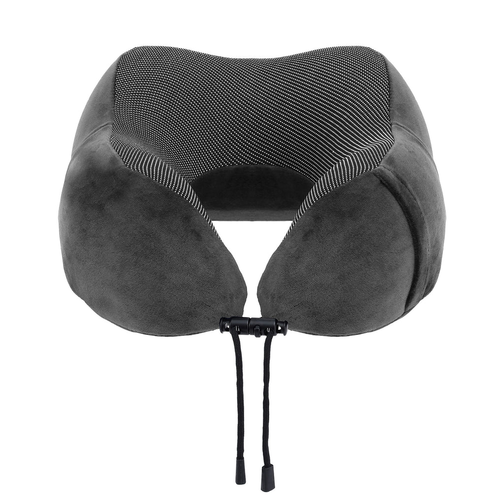 Wanderlite Travel Pillow for Airplanes Memory Foam Neck Pillows for Traveling, Soft & Washable Cover with Storage Bag, Portable Plane Accessories for Airplanes Offices Cars, Grey