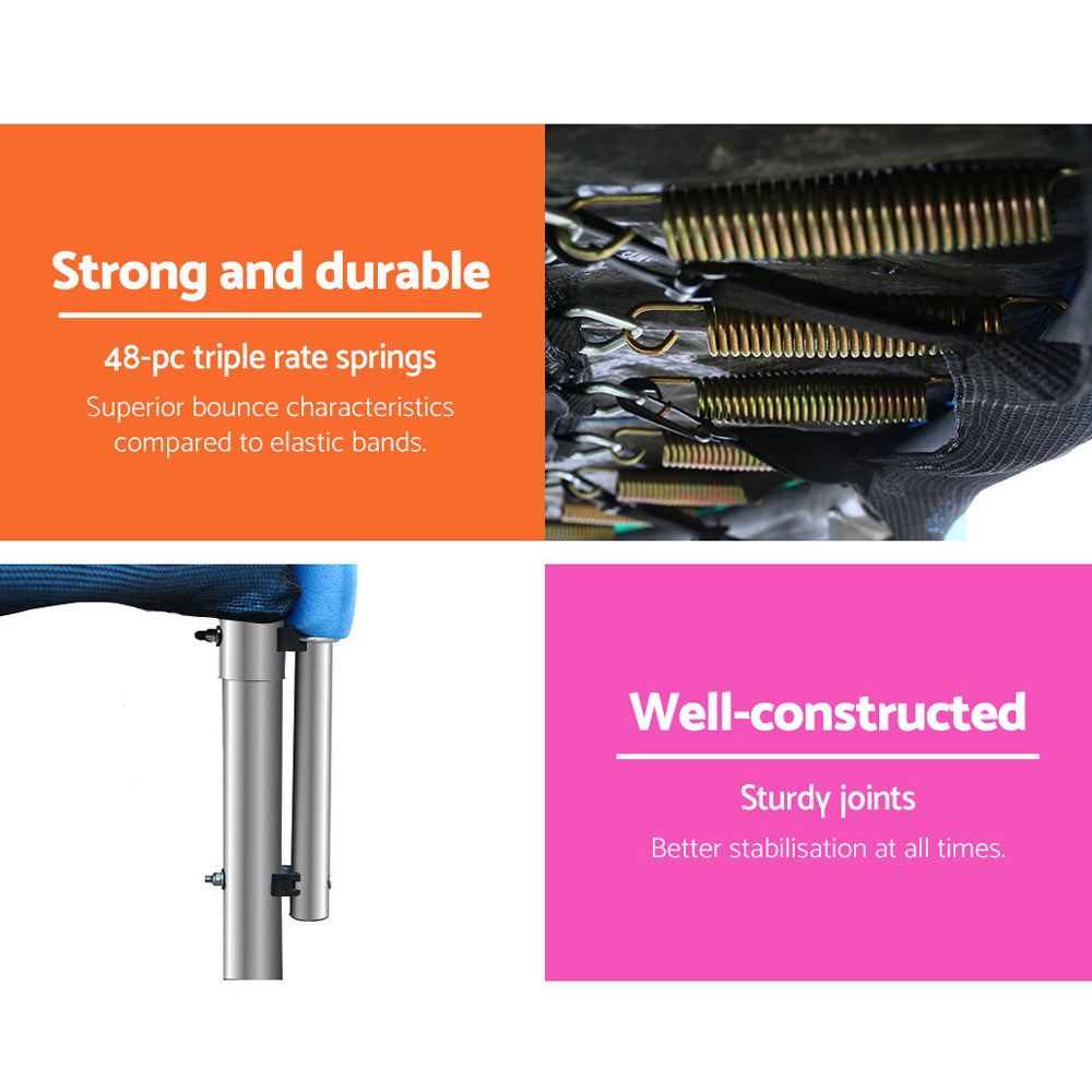 8FT Trampoline for Kids w/ Ladder Enclosure Safety Net Pad Gift Round