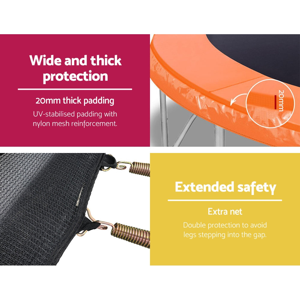 16FT Trampoline for Kids w/ Ladder Enclosure Safety Net Rebounder Orange