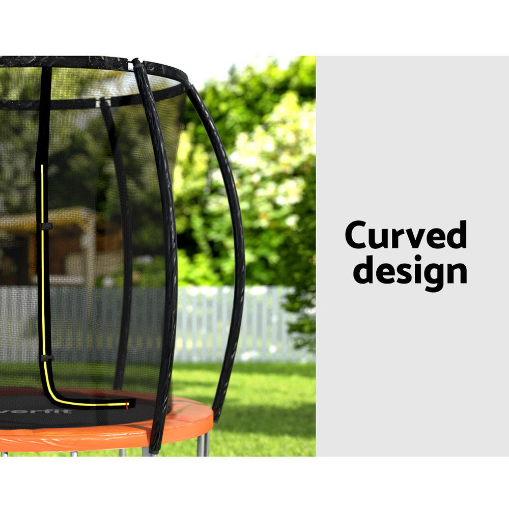 6FT Trampoline for Kids w/ Ladder Trampoline Enclosure Safety Net Rebounder Orange