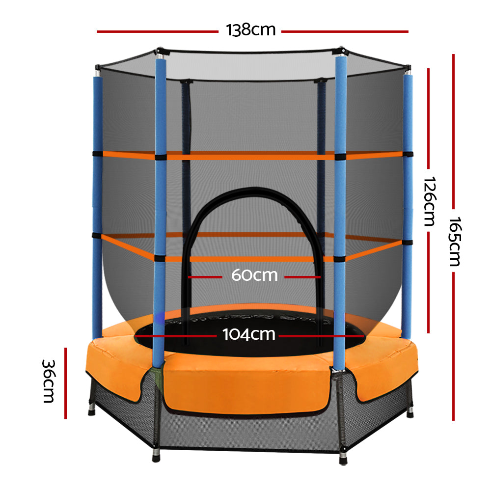 4.5FT Trampoline for Kids Trampoline w/ Enclosure Safety Net Rebounder Gift Orange