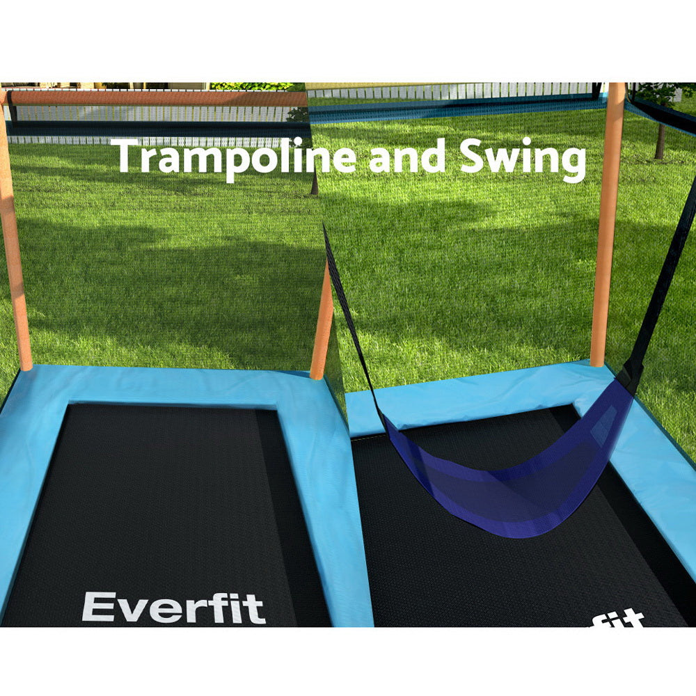 6FT Trampoline Kids Rectangle Trampoline w/ Swing Enclosure Safety Net Orange