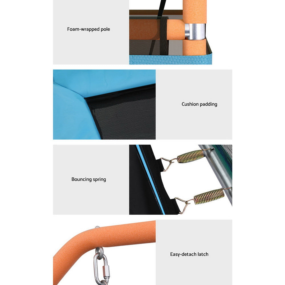 6FT Trampoline Kids Rectangle Trampoline w/ Swing Enclosure Safety Net Orange