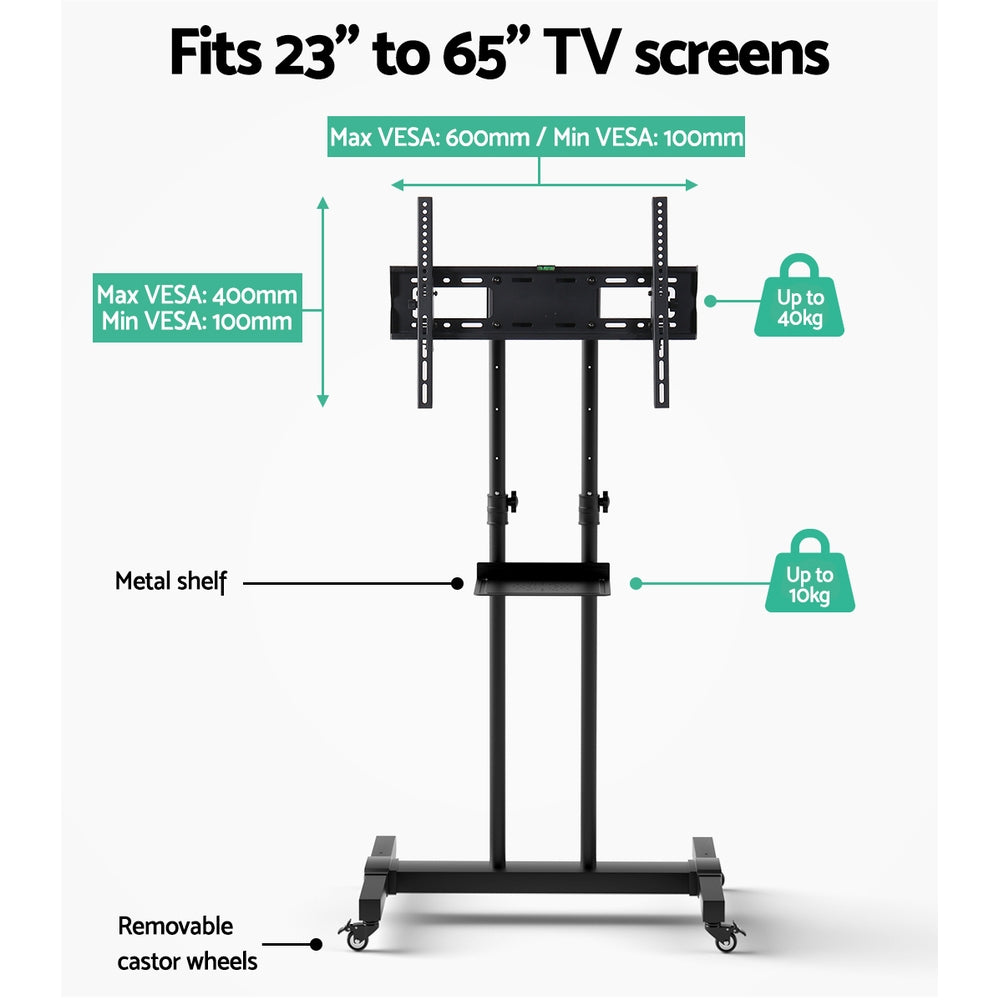 Mobile TV Stand for 23inch-65inch TVs Mount Bracket Portable Solid Trolley Cart