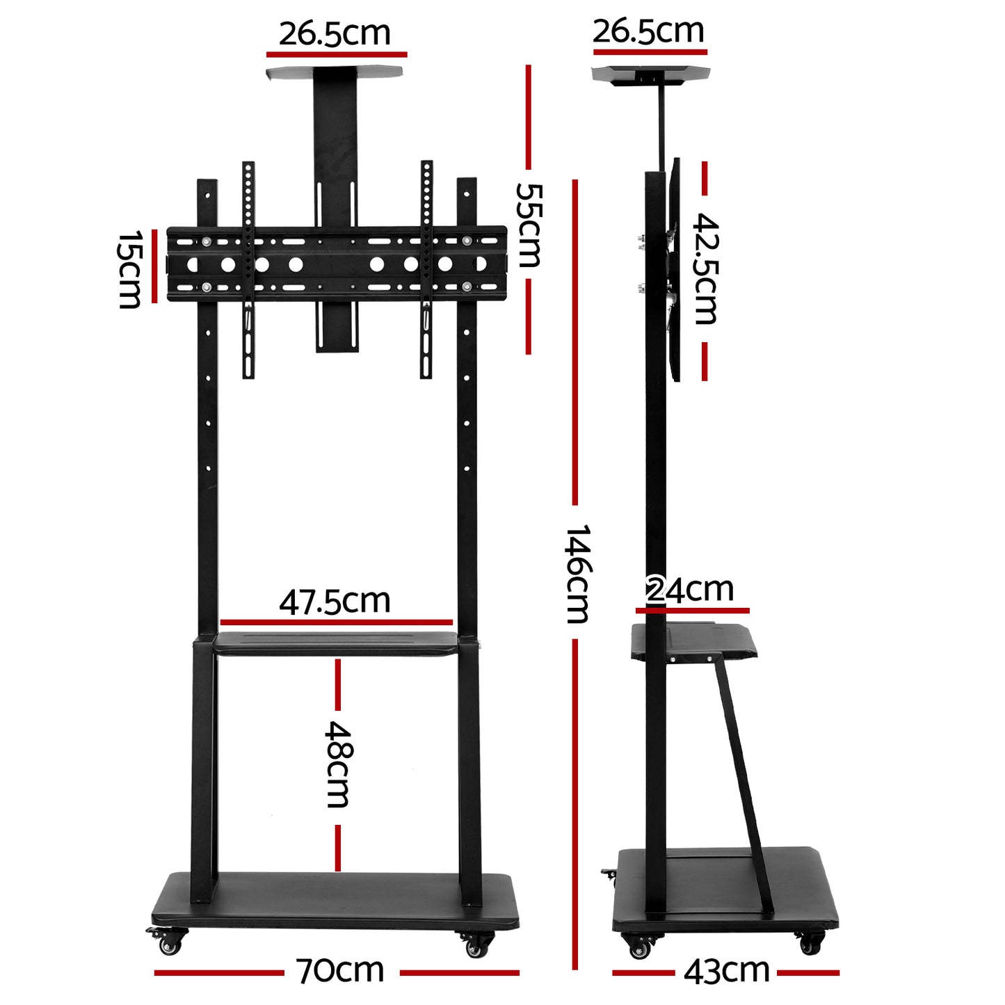 Mobile TV Stand for 32inch-75inch TVs