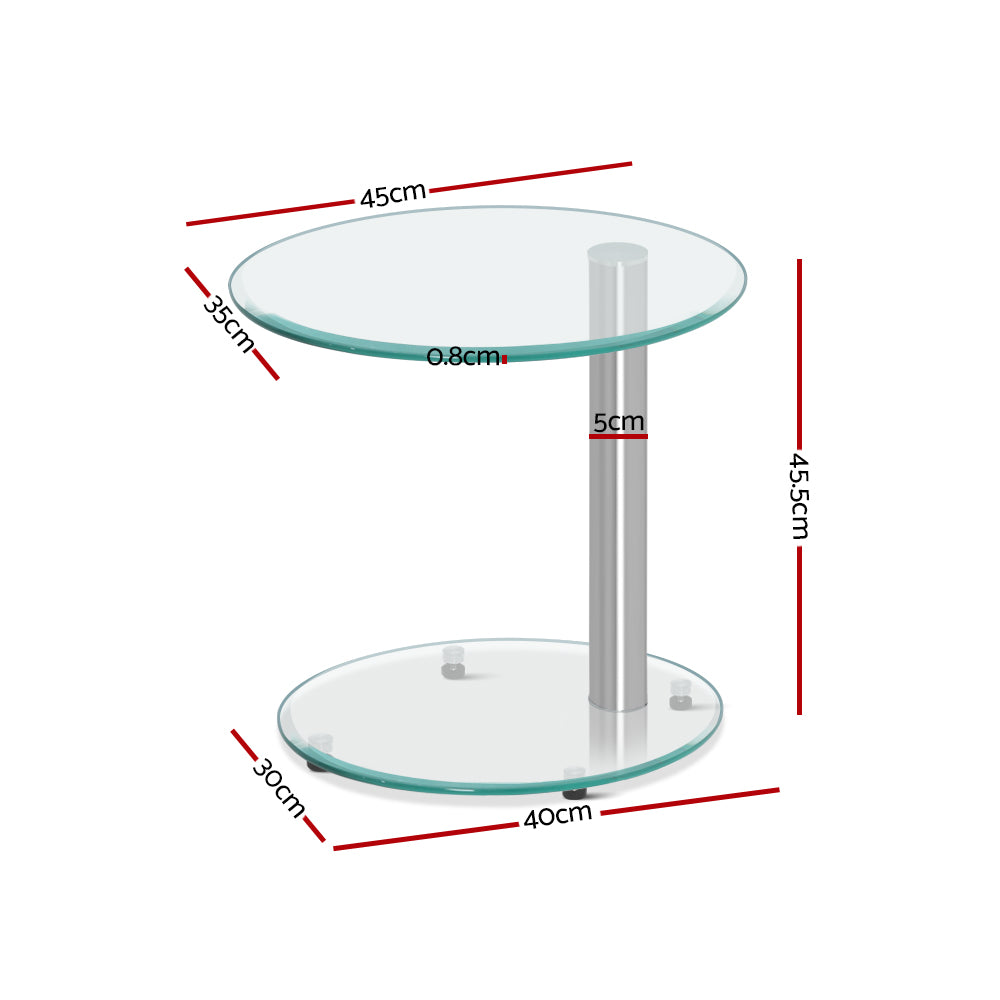 Coffee Table Oval Tempered Glass Side End Beside Tables Cafe 45cm