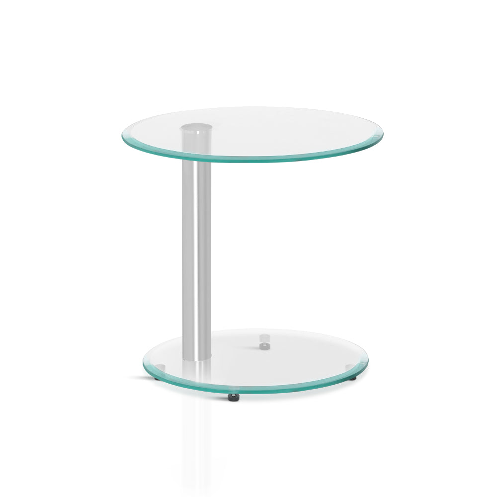 Coffee Table Oval Tempered Glass Side End Beside Tables Cafe 45cm
