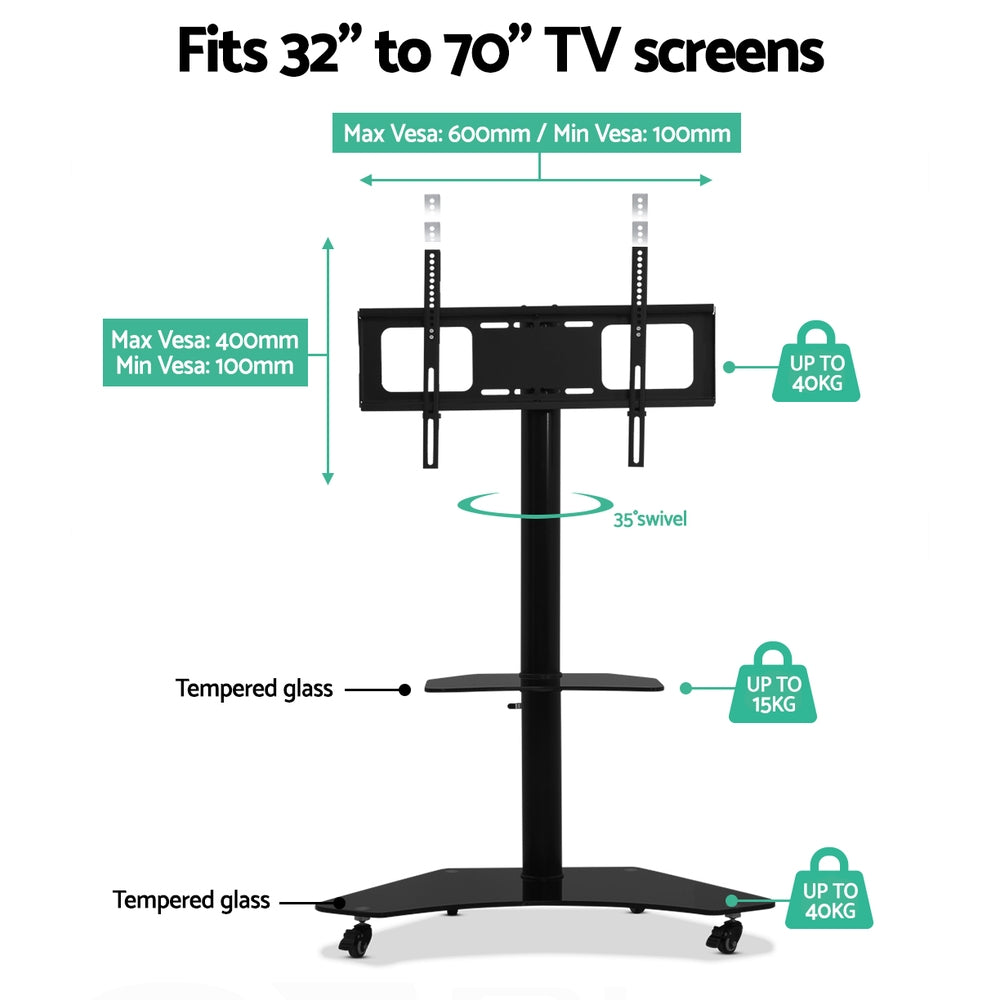 Mobile TV Stand for 32inch-70inch TVs Mount Bracket Portable Solid Trolley Cart
