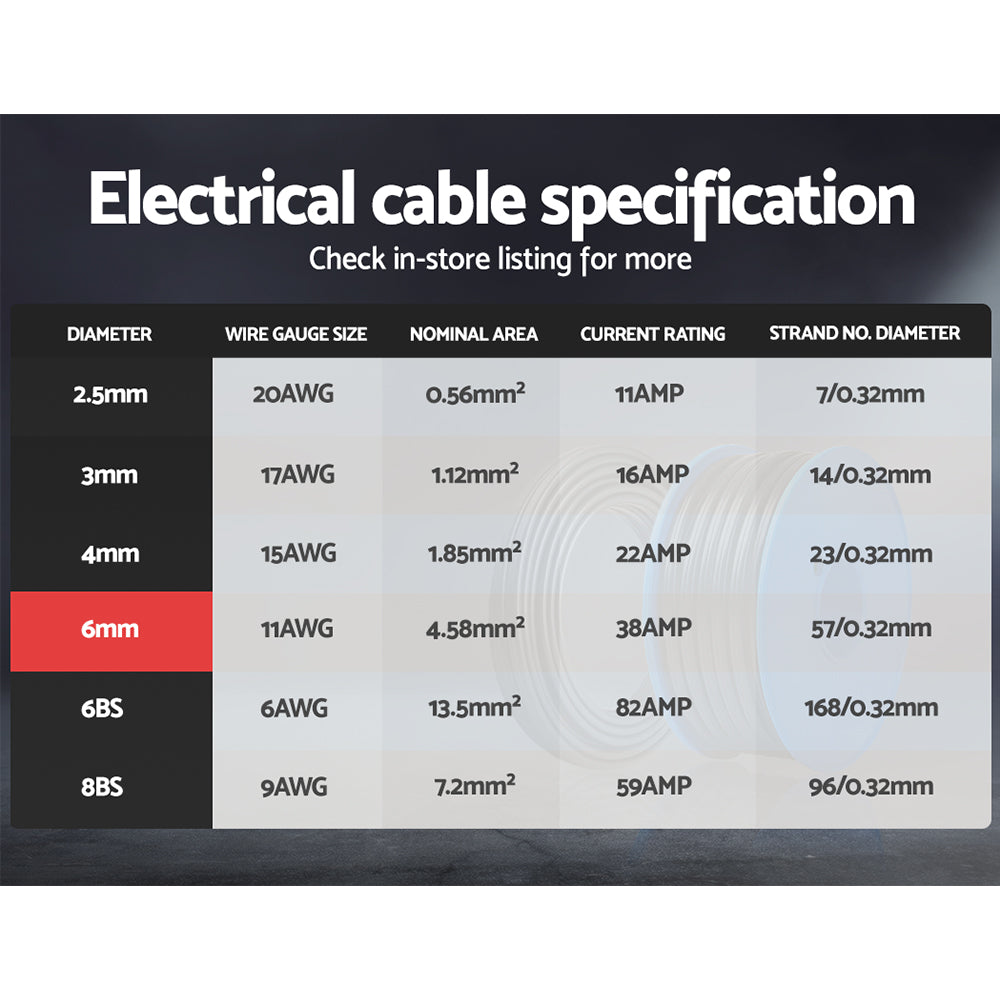 6MM 10M Twin Core Wire Electrical Cable Extension Car 450V 2 Sheath