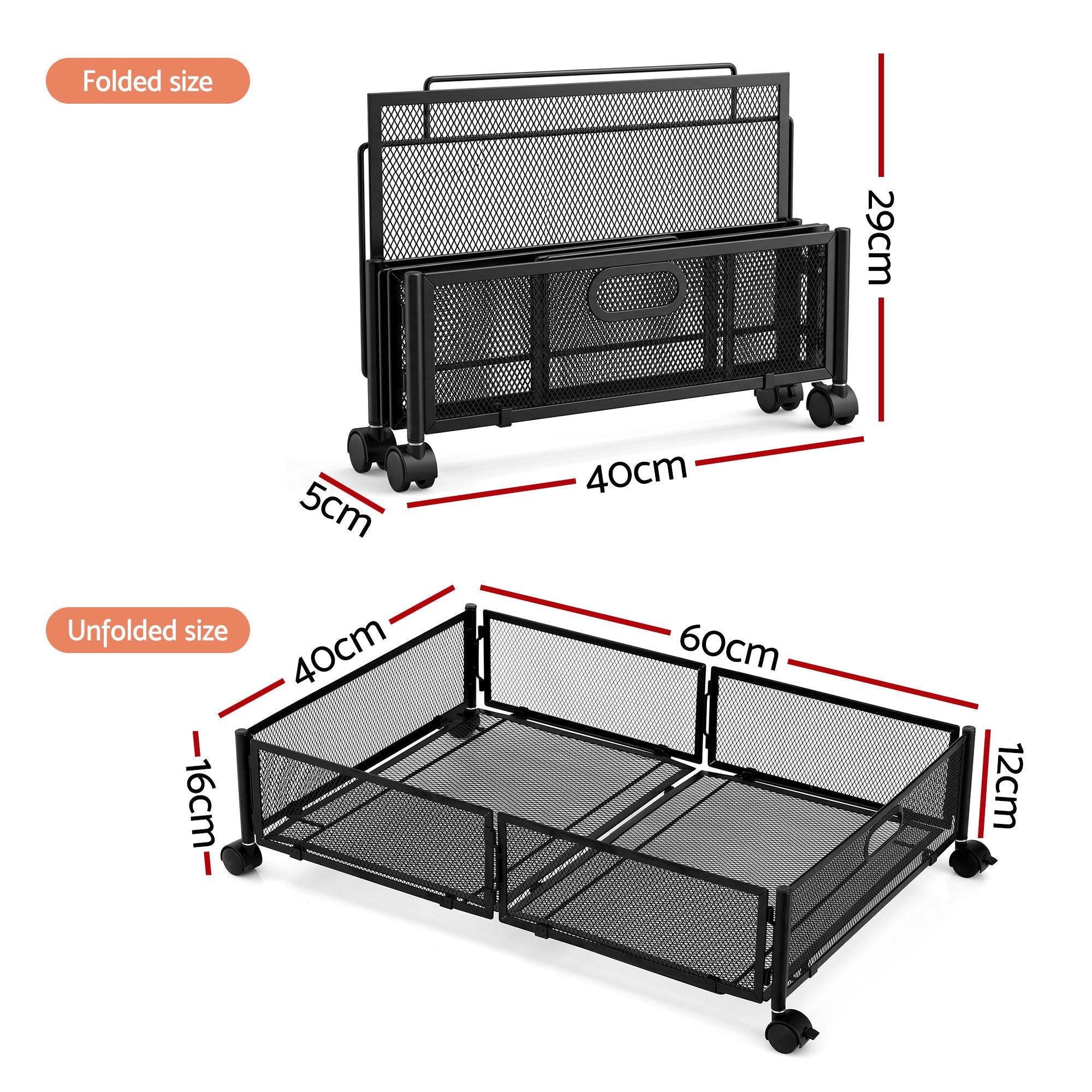 Artiss 2X Under Bed Storage Containers Metal Boxes Quilt Organiser with Wheels