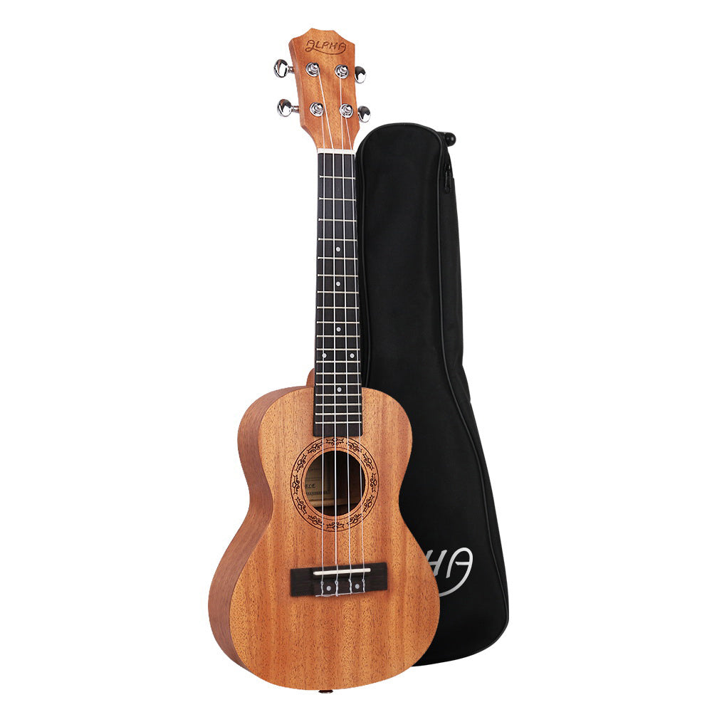 Alpha 23 Ukulele Natural Mahogany Concert Beginner Gift w/ Carry Bag
