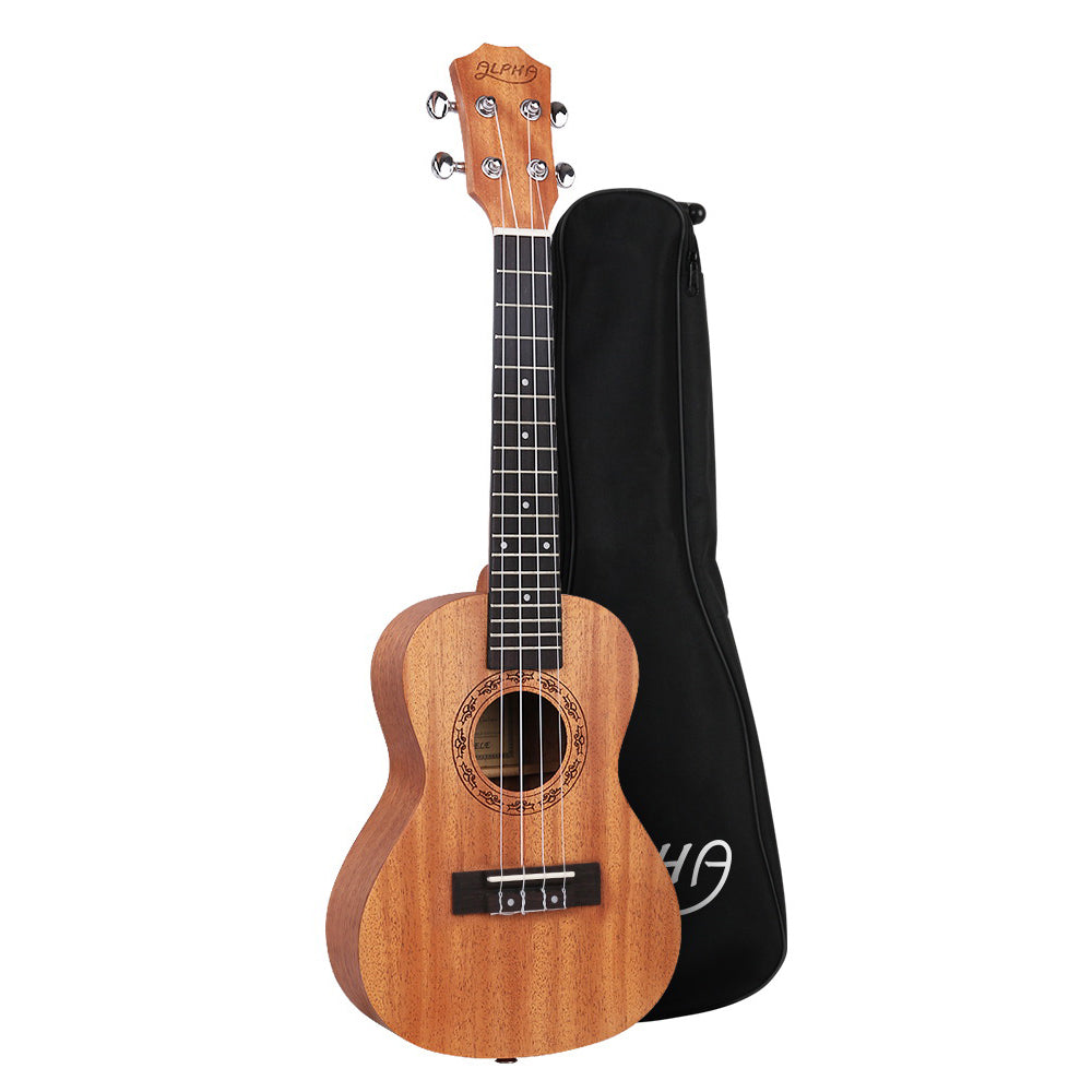Alpha 26 Ukulele Natural Mahogany Tenor Beginner Gift w/ Carry Bag