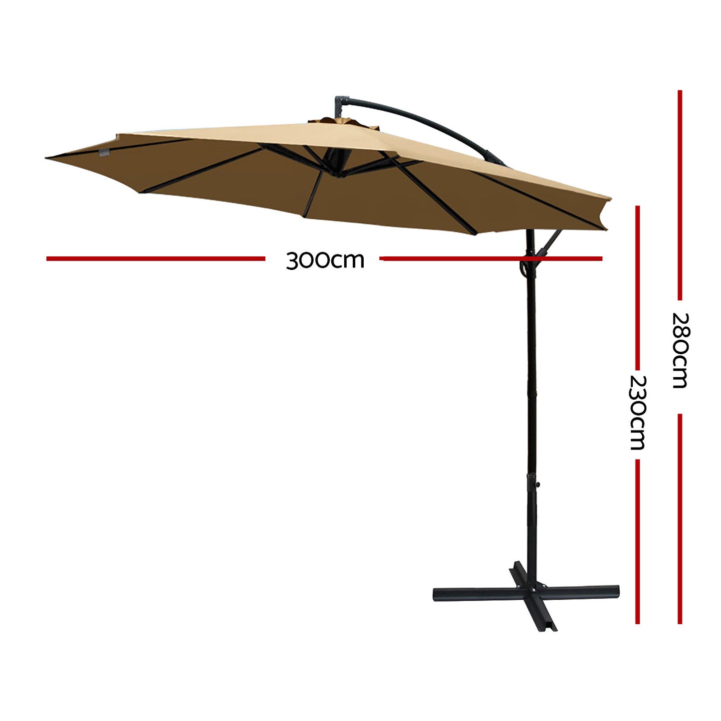 3m Outdoor Umbrella Cantilever Beach Garden Patio Beige