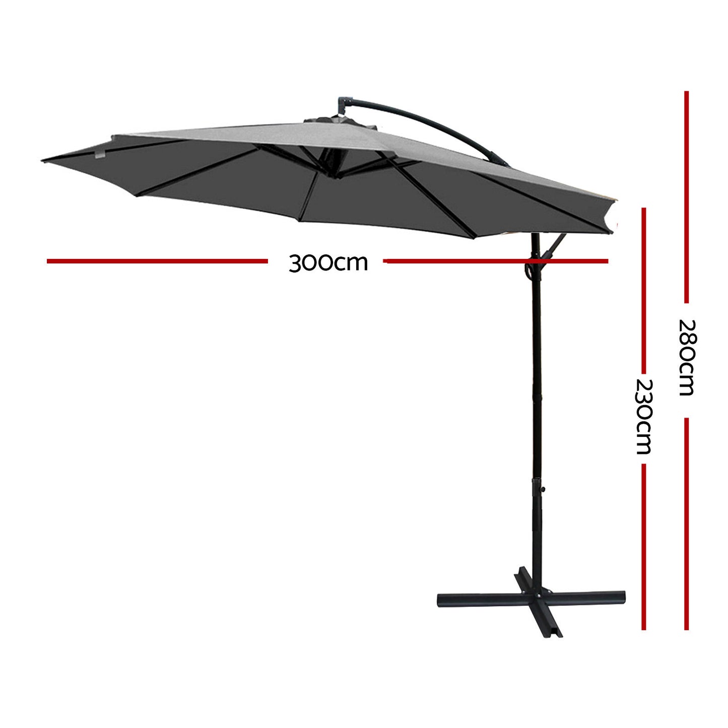 3m Outdoor Umbrella Cantilever Beach Garden Patio Charcoal