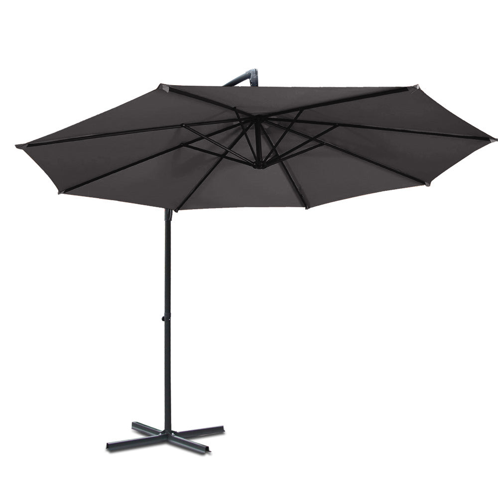 3m Outdoor Umbrella Cantilever Beach Garden Patio Charcoal